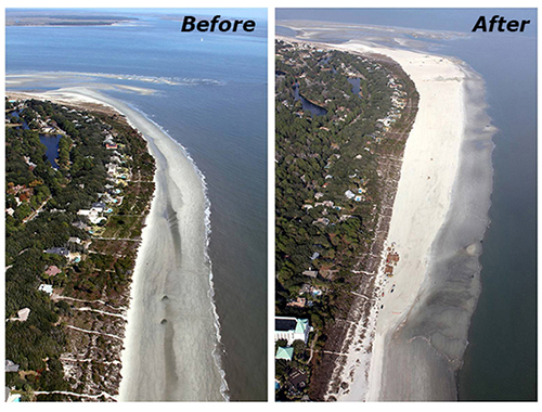 aeriel before and after of beach