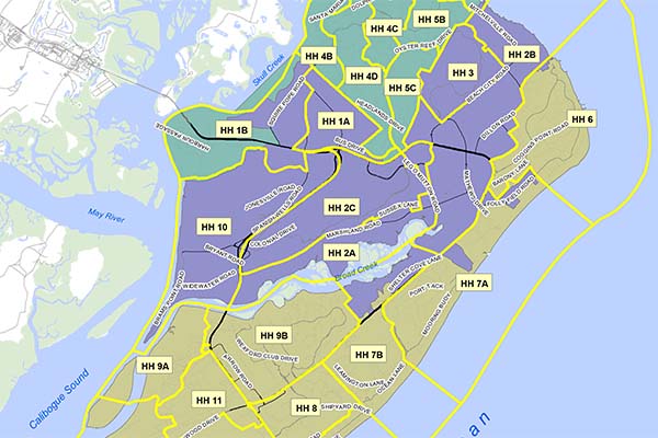 County Council Districts and Town Precincts Map