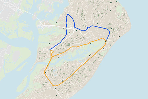 Mapa de rutas largas y cortas