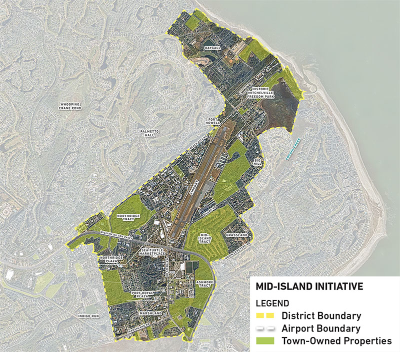 Map showing the Mid-Island Initiative Area