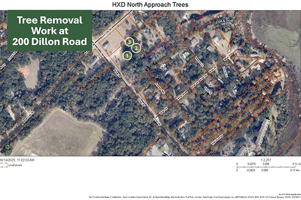 Aerial map of airport area for tree removal