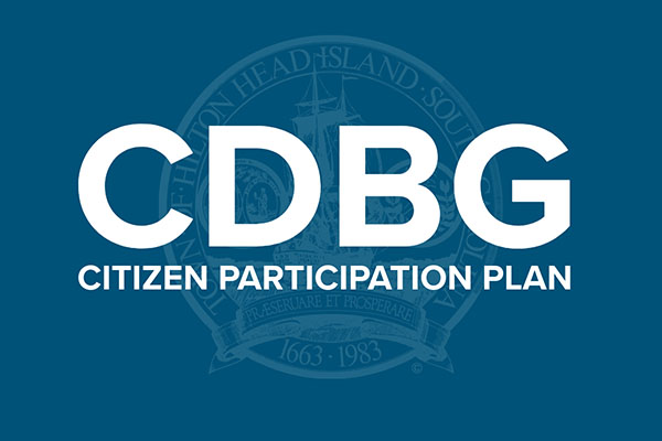 CDBG Citizen Participation Plan text over faded Town logo