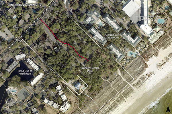 Aerial Map of Pathway Construction at Islanders Beach Park