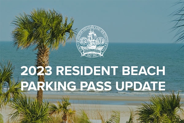 2023 Resident Beach Parking Pass Update text with a beach scene in the background