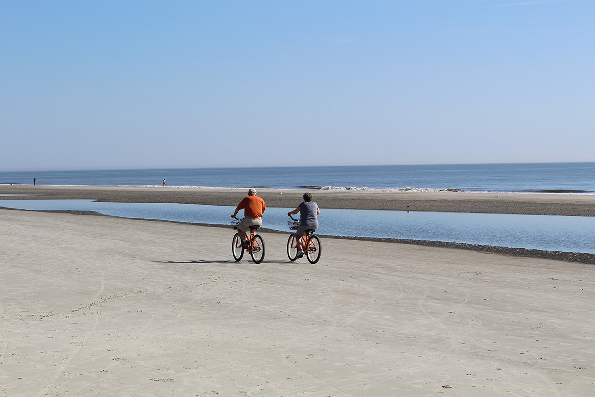 Bicycling on the beach