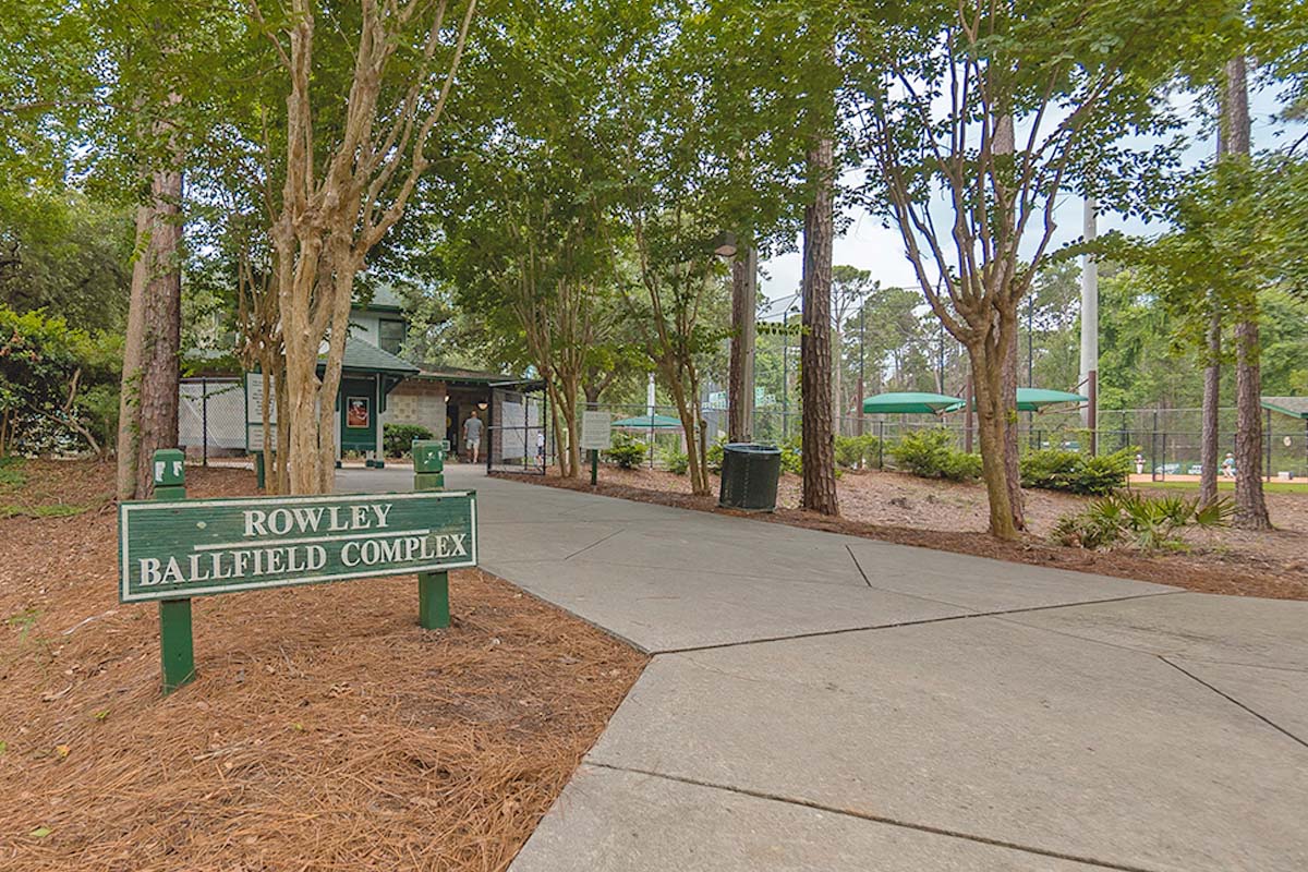 Entrance to Rowley Ballfield Complex and Sign