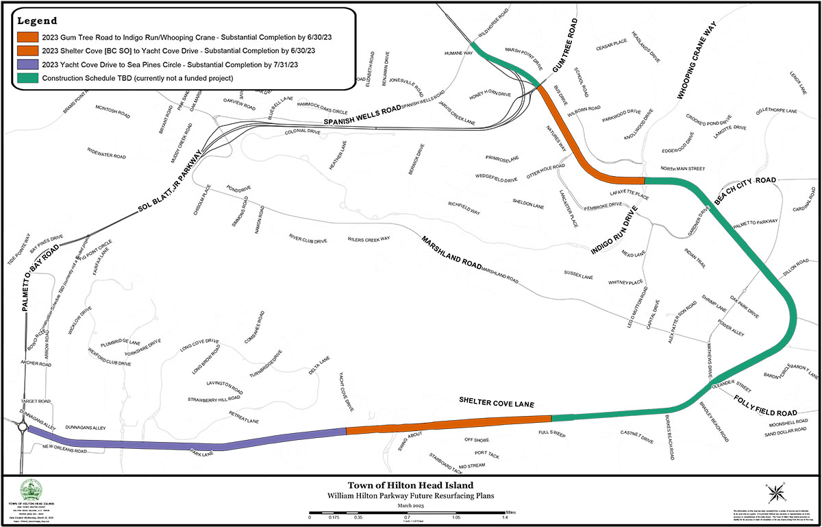 Map showing the William Hilton Parkway Resurfacing Plan