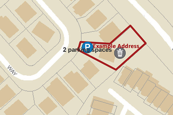 Site Plan of 70 Shelter Cove displaying parking and trash receptical